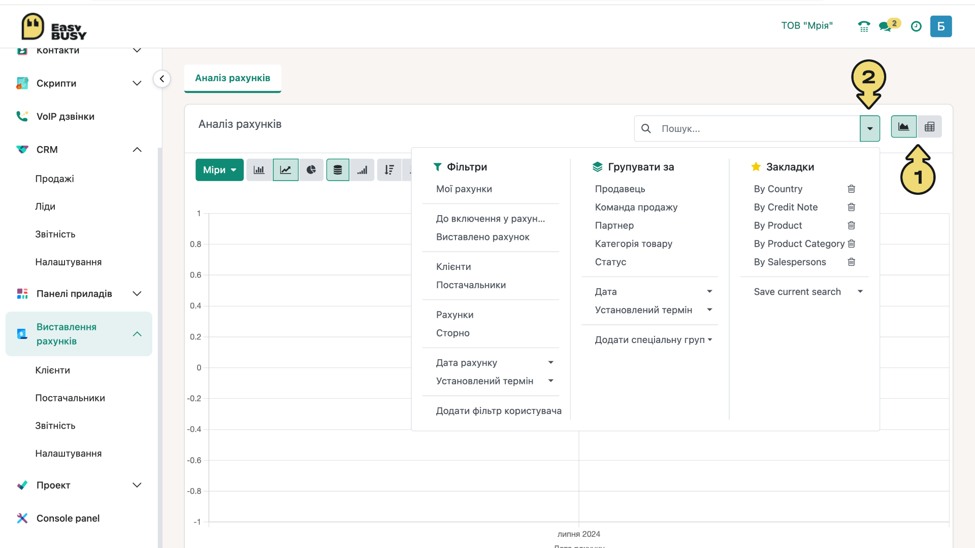 Розділ «Звітність». Аналітика рахунків – EasyBusy